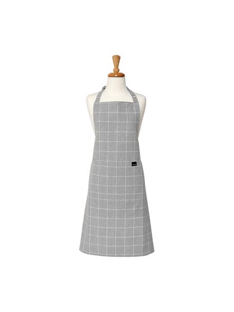 Tablier gris Eco Check, Coton recyclé, polyester, Gris, blanc, larg. 70 x long. 89 cm