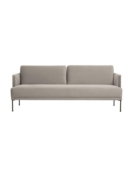 Canapé 3 places en velours pieds en métal Fluente, Velours beige, larg. 196 x prof. 85 cm