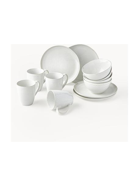 Frühstücks-Set Gemma mit reaktiver Glasur, 4 Personen (12-tlg.), Steinzeug, Weiss, 4 Personen (12-tlg.)