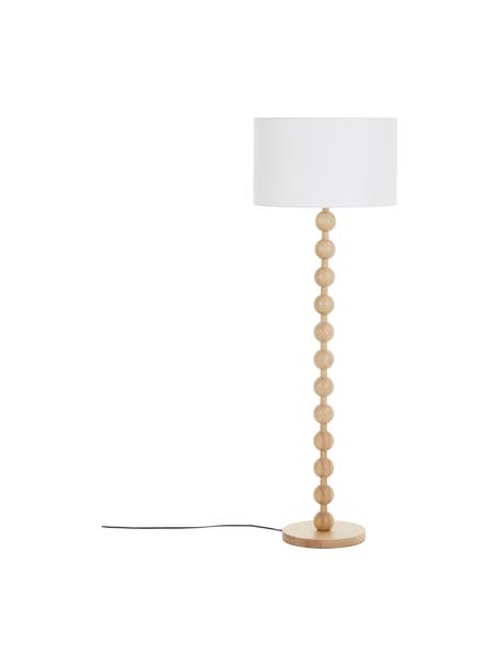 Lampa podłogowa z drewnianą nogą Shona, Biały, drewno jesionowe, Ø 50 x W 149 cm