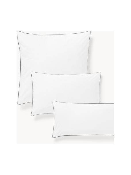 Taie d'oreiller en percale de coton avec passepoil Daria, Blanc, anthracite, larg. 50 x long. 70 cm