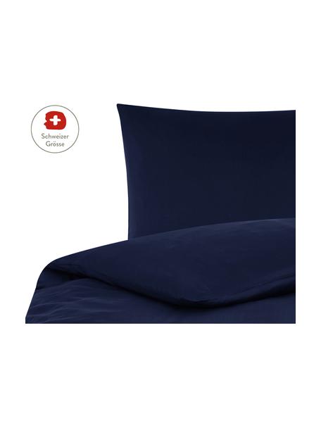 Baumwollsatin-Bettdeckenbezug Comfort in Dunkelblau, Webart: Satin, leicht glänzend Fa, Dunkelblau, B 200 x L 210 cm