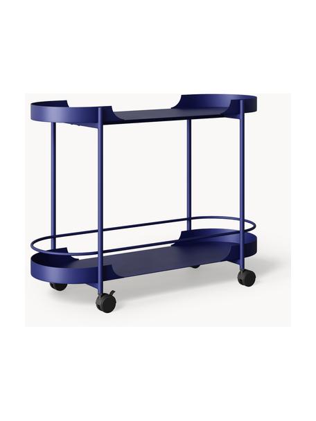 Carrello di servizio in metallo Taru, Struttura: metallo verniciato a polv, Ruote: plastica, Blu elettrico opaco, nero, Larg. 79 x Alt. 65 cm