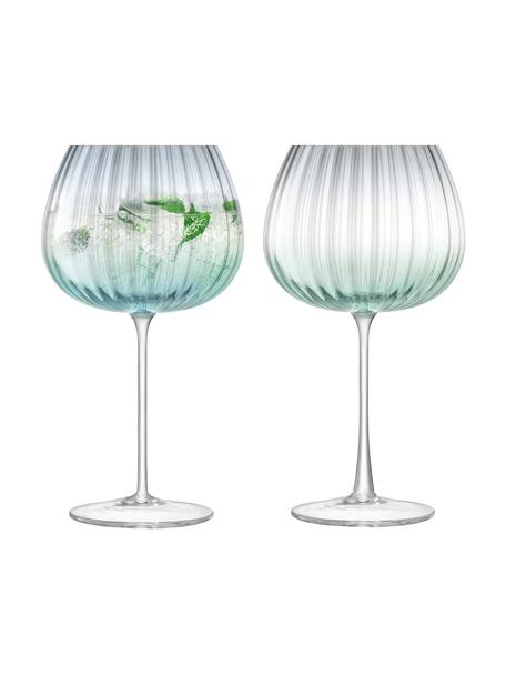 Copas balón artesanales Dusk, 2 uds., Vidrio, Verde, gris, Ø 10 x Al 20 cm, 650 ml