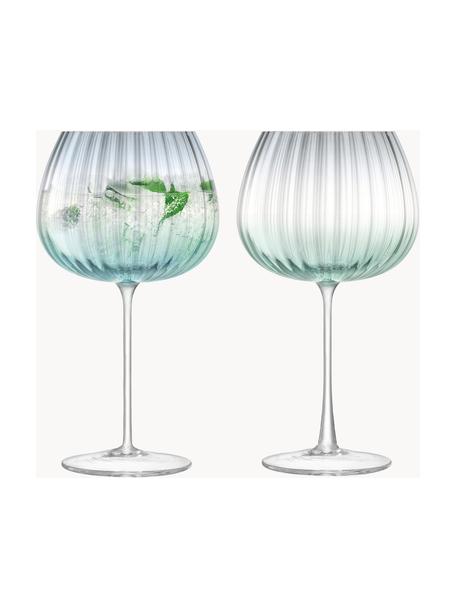 Handgemachte Weingläser Dusk mit Farbverlauf, 2 Stück, Glas, Grün, Grau, Ø 10 x H 20 cm, 650 ml