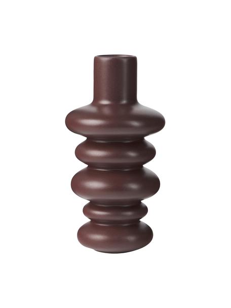 Vase décoratif de forme organique Bastone, Grès cérame, Brun foncé, Ø 5 x haut. 18 cm