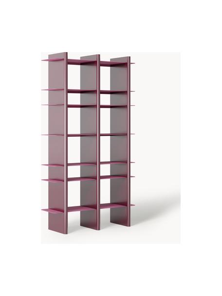 Scaffale alto con elementi in metallo Rami, Ripiani: metallo verniciato a polv, Struttura: pannello di fibra a media, Rosa, rosso vino, Larg. 100 x Alt. 176 cm