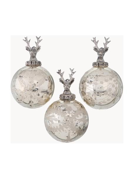 Bolas de Navidad Sainte Ø 10 cm, 3 uds., Plateado con efecto envejecido, Ø 10 cm