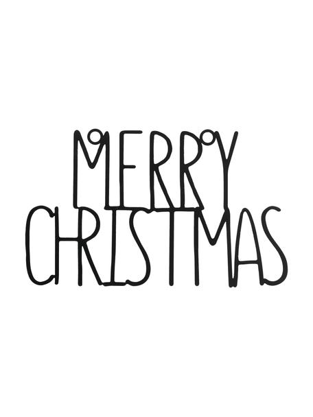 Ręcznie wykonana dekoracja ścienna Merry Christmas, Metal powlekany, Czarny, S 30 x W 18 cm