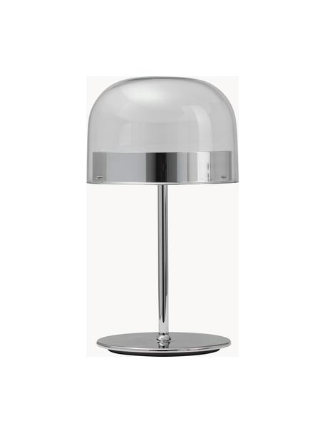 Handgemaakte dimbare LED tafellamp Equatore, Lampenkap: glas, gegalvaniseerd meta, Transparant, zilverkleurig, Ø 24 x H 43 cm