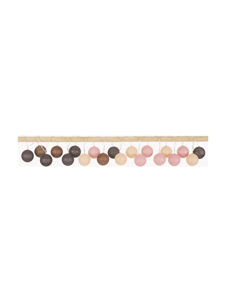 Batterij-aangedreven LED lichtslinger Bellin, 320 cm, Lampions: katoen, Bruintinten, roze, L 320 cm