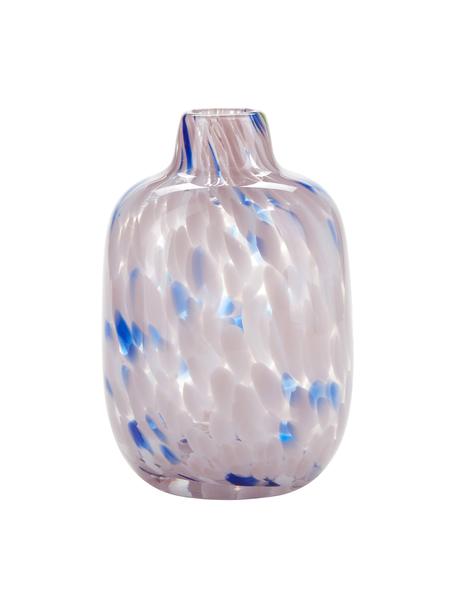 Sklenená váza s bodkovaným vzhľadom Dots, Sklo, Fialová, biela, priehľadná, Ø 12 x V 18 cm