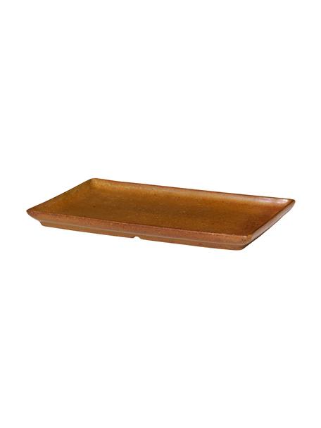 Plat de service Eli, Grès cérame, Brun, larg. 20 x long. 12 cm