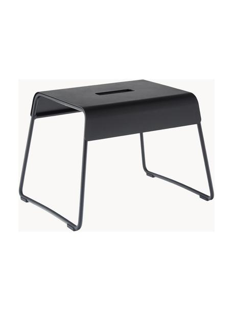 Tabouret en métal Aguina, Acier, laqué, Noir, larg. 39 x haut. 28 cm