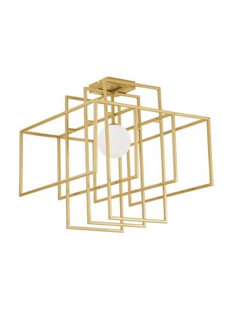 Design Deckenleuchte Rubic mit Glasschirm, Lampenschirm: Glas, Baldachin: Metall, pulverbeschichtet, Gold, 40 x 43 cm