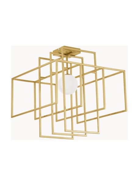 Dizajnová stropná lampa so skleneným tienidlom Rubic, Zlatá, Š 40 x V 43 cm