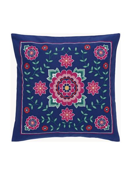 Katoenen kussenhoes Lore met geborduurd bloemmotief, 100% katoen, Multicolour, B 45 x L 45 cm