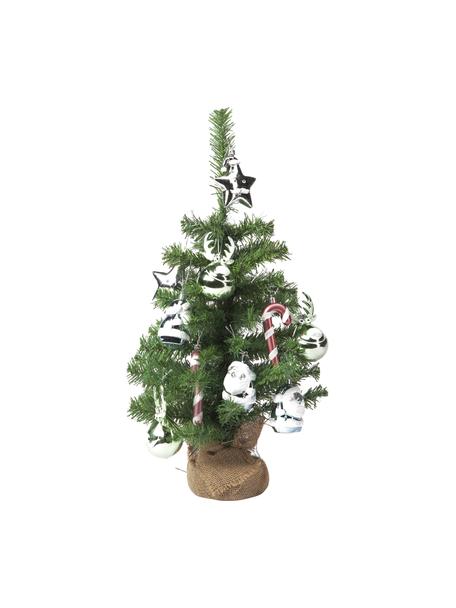 Decoratieve kerstboom-set Imperial, 11-delig, Kunststof, Groen, zilverkleurig, rood, wit, Ø 35 x H 60 cm
