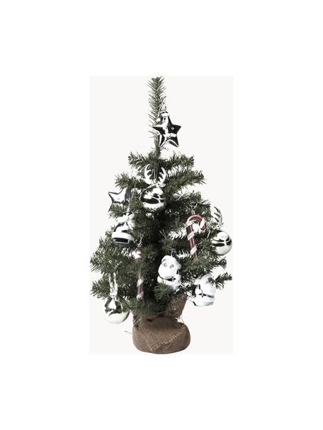 Sada vánočního stromku s ozdobami, 11 dílů, Umělá hmota, Zelená, stříbrná, červená, bílá, Ø 35 cm, V 60 cm