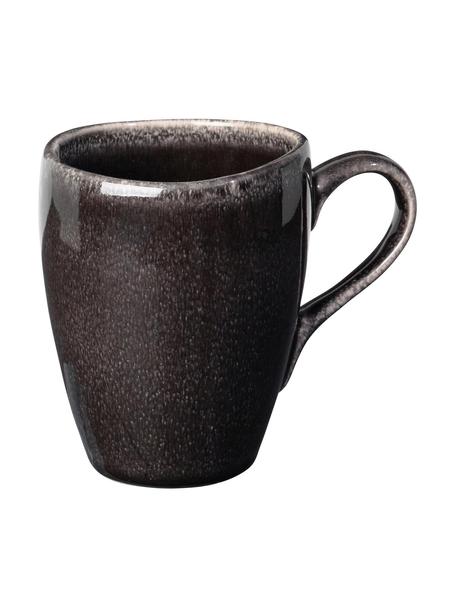 Tazas artesanales Nordic Coal, 6 uds., tamaños diferentes, Gres, Marrón grisáceo, Ø 8 x Al 10 cm, 250 ml