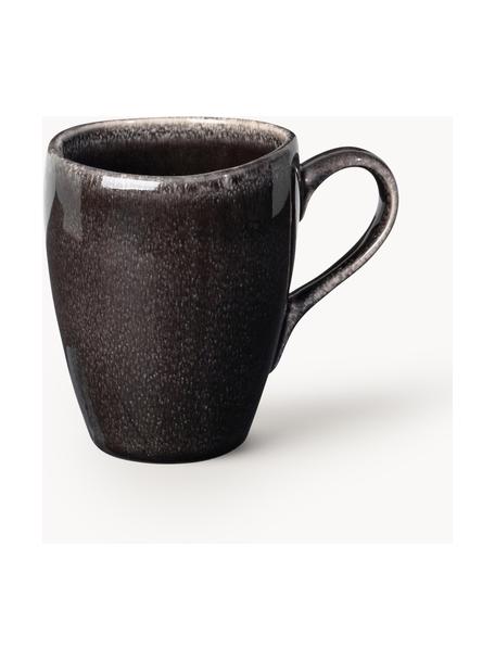 Tazas artesanales Nordic Coal, 250 ml, 6 uds., Gres, Negro jaspeado, Ø 8 x Al 10 cm, 250 ml