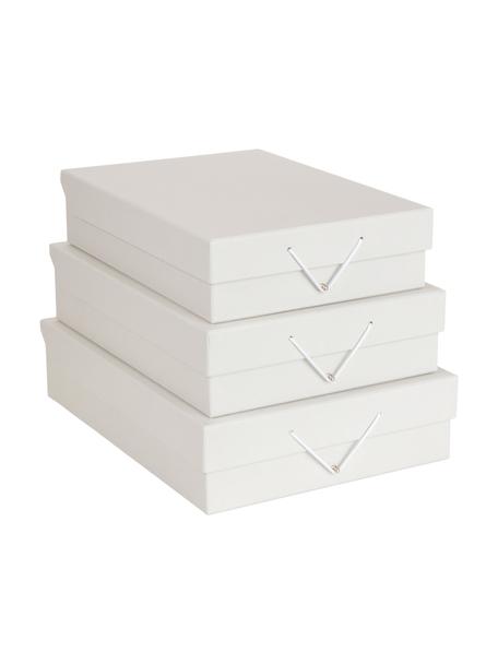 Set de cajas Bessie, 3 uds., Greige, blanco, Set de diferentes tamaños