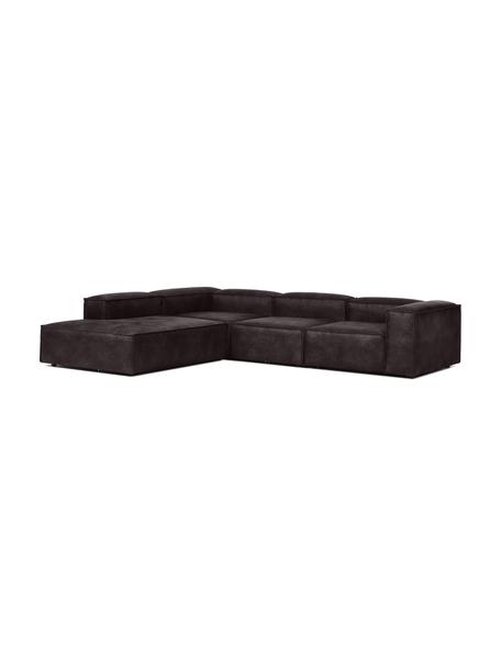Modulares XL-Ecksofa Lennon aus recyceltem Leder, Bezug: Recyceltes Leder (70 % Le, Gestell: Massives Holz, Sperrholz, Leder Braungrau, B 329 x H 68 cm, Eckteil links