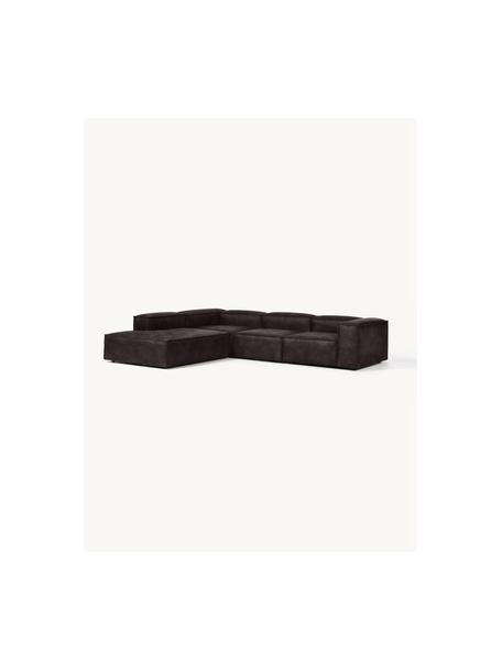 Sofá rinconera modular grande de cuero reciclado Lennon, Tapizado: cuero reciclado (70% cuer, Estructura: madera maciza, madera con, Patas: plástico, Cuero gris pardo, An 329 x F 269 cm, chaise longue izquierda