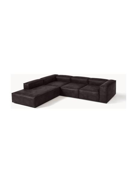 Narożna sofa modułowa XL ze skóry z recyklingu Lennon, Tapicerka: skóra z recyklingu (70% s, Stelaż: lite drewno, sklejka, Nogi: tworzywo sztuczne Ten pro, Taupe skóra, S 329 x G 269 cm, lewostronna