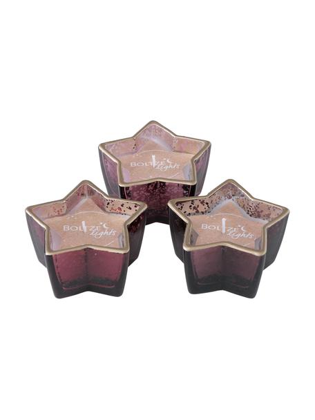 Deko-Kerzen Delisa in Glasbehältern, 3 Stück, Behälter: Glas, Dunkelrosa, B 10 x H 6 cm