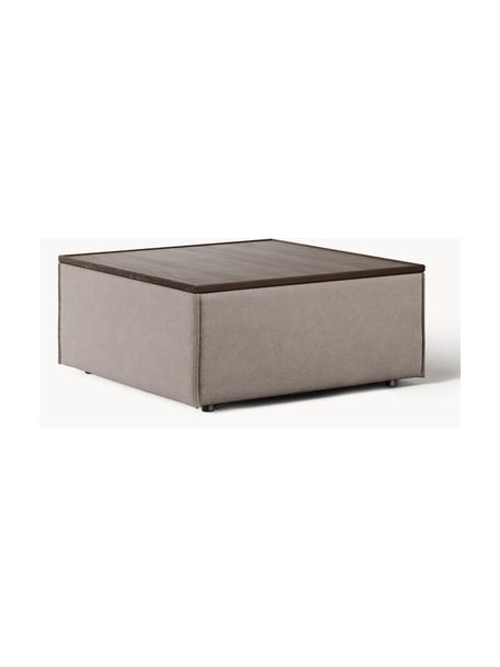 Sofa-Hocker Lennon mit Stauraum, Bezug: 100 % Polyester Der strap, Tablett: Eichenholz, Spannplatte m, Gestell: Spanplatte, mitteldichte , Füße: Kunststoff Dieses Produkt, Webstoff Taupe, dunkles Eichenholz, B 88 x T 88 cm