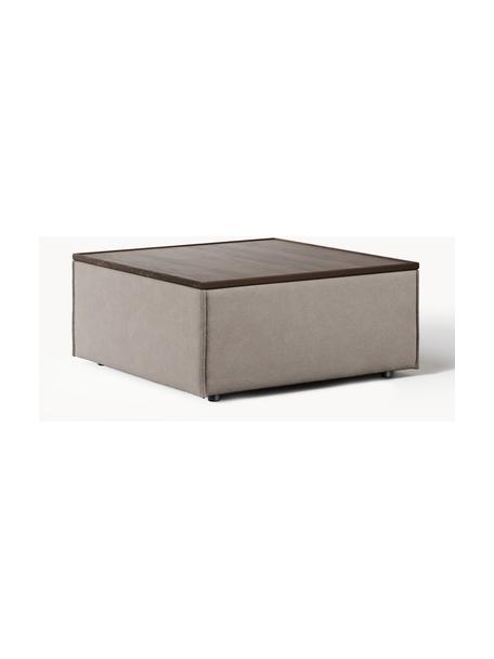 Sofa-Hocker Lennon mit Stauraum, Bezug: 100 % Polyester Der strap, Tablett: Eichenholz, Spannplatte m, Gestell: Spanplatte, mitteldichte , Füße: Kunststoff Dieses Produkt, Webstoff Taupe, dunkles Eichenholz, B 88 x T 88 cm