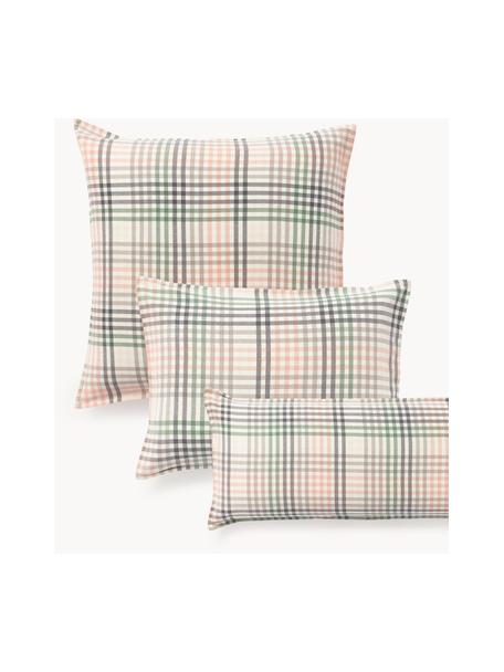 Karierter Flanell-Kopfkissenbezug Eli, Webart: Flanell, Rosa, Grau, B 50 x L 70 cm