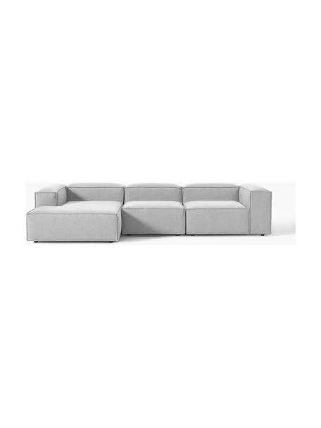 Narożna sofa modułowa Lennon, Tapicerka: 100% poliester Dzięki tka, Stelaż: lite drewno sosnowe, skle, Nogi: tworzywo sztuczne Ten pro, Szara tkanina, S 327 x G 180 cm, lewostronna