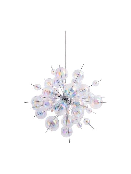 Große Pendelleuchte Explosion aus Glaskugeln, Baldachin: Metall, verchromt, Chrom, Transparent, irisierend, Ø 65 cm