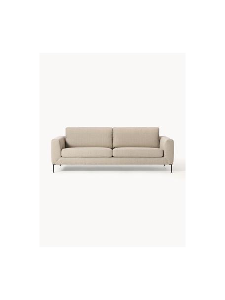 Sofa Cucita (3-osobowa), Tapicerka: tkanina (100% poliester) , Stelaż: lite drewno sosnowe, skle, Nogi: metal lakierowany Ten pro, Beżowa tkanina, S 228 x G 94 cm