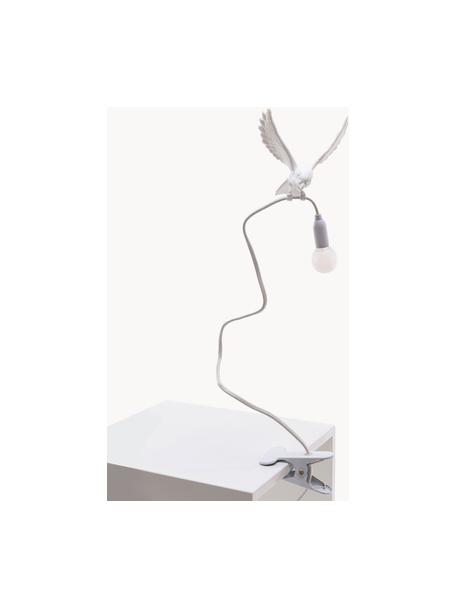 Grosse Klemm-Tischlampe Sparrow, verstellbar, Kunststoff, Weiss, matt, B 10 x H 100 cm