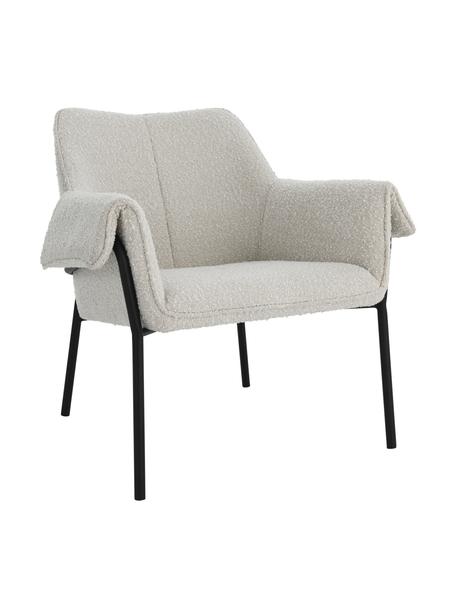 Fauteuil en tissu bouclé Effekt, Tissu bouclé blanc, larg. 75 x prof. 64 cm