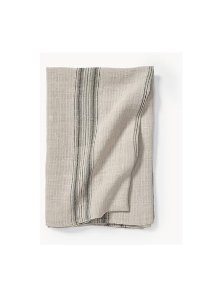 Nappe en lin Striped, 100 % lin, Tons gris, 4-6 personnes (140 x 220 cm)