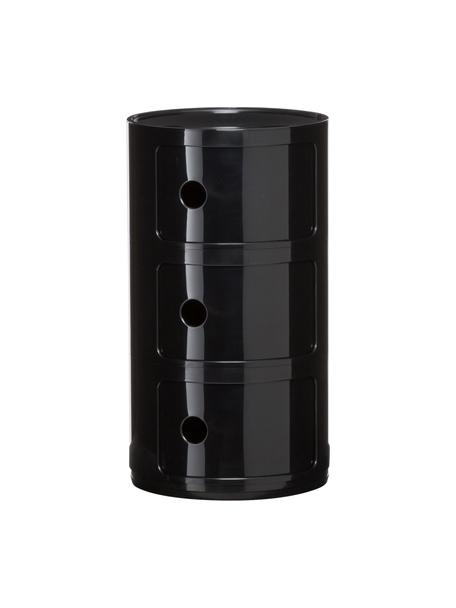 Design Container Componibili 3 Modules in Schwarz, Kunststoff (ABS), lackiert, Greenguard-zertifiziert, Schwarz, glänzend, Ø 32 x H 59 cm