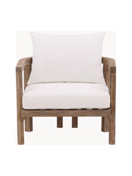 Sillón para exterior de madera de acacia Erica, Estructura: madera de acacia, aceitad, Asiento: tejido (100% poliéster), Tejido blanco crema, madera de acacia, An 71 x Al 55 cm