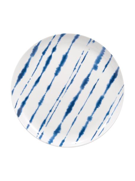 Piattino da dessert in porcellana con decoro acquarello Amaya 2 pz, Porcellana, Bianco, blu, Ø 21 x Alt. 2 cm