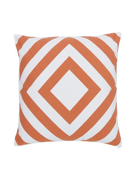 Kissenhülle Sera in Orange/Weiss mit grafischem Muster, 100% Baumwolle, Weiss, Orange, B 45 x L 45 cm