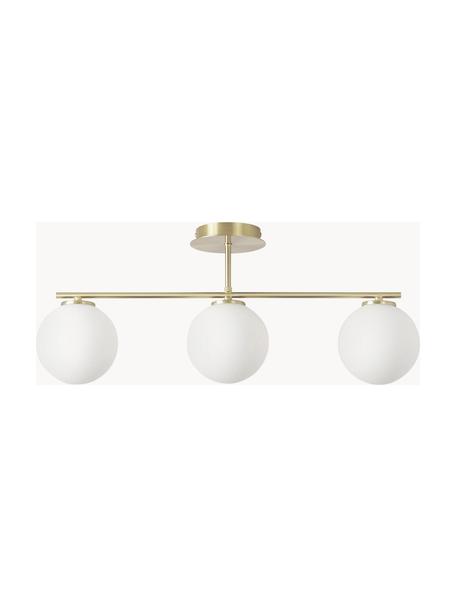 Lámpara de techo de vidrio opalino Atlanta, Anclaje: metal latón, Blanco, dorado, An 70 x Al 28 cm