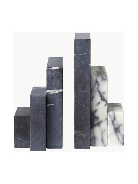 Set de sujetalibros de mármol Sculpt, 2 uds., Mármol, Mármol negro y blanco, An 17 x Al 20 cm