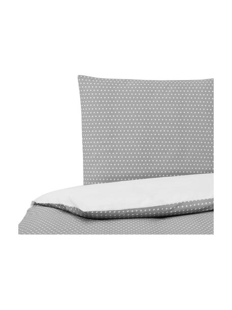 Dubbelzijdig dekbedovertrek Perun, Katoen, Bovenzijde: grijs, wit. Onderzijde: wit, 140 x 200 cm