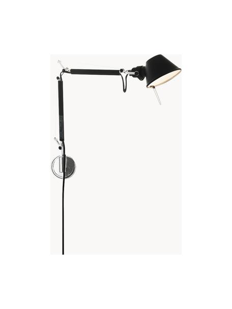 Grosse verstellbare Wandleuchte Tolomeo Micro mit Stecker, Schwarz, matt, B 49 - 73 x H 41 - 74 cm