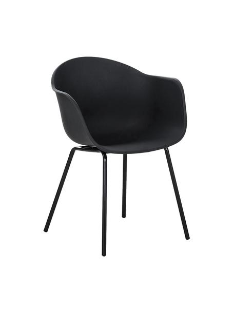 Židle s područkami a kovovými nohami Claire, Černá, Š 60 cm, H 54 cm