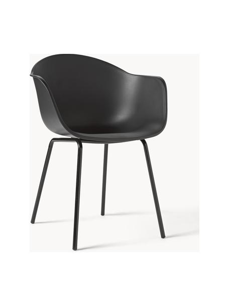 Sedia con braccioli e gambe in metallo Claire, Seduta: materiale sintetico, Gambe: metallo verniciato a polv, Nero, Larg. 60 x Prof. 54 cm