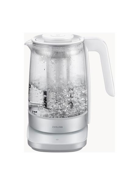 Wasserkocher Enfinigy aus Glas mit Teeeinsatz, 1.7 L, Gehäuse: Glas, Kunststoff, Weiß, Silberfarben, B 22 x H 26 cm
